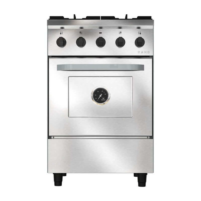 Cocina Industrial Saho Kuma 550 4 Hornallas Puerta Ciega Color Plateado