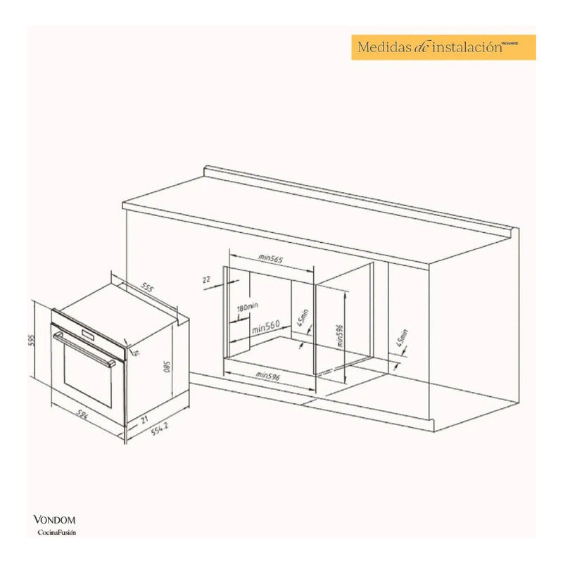Combo Vondom Horno Electrico Y Anafe A Gas Touch 60cm Gris