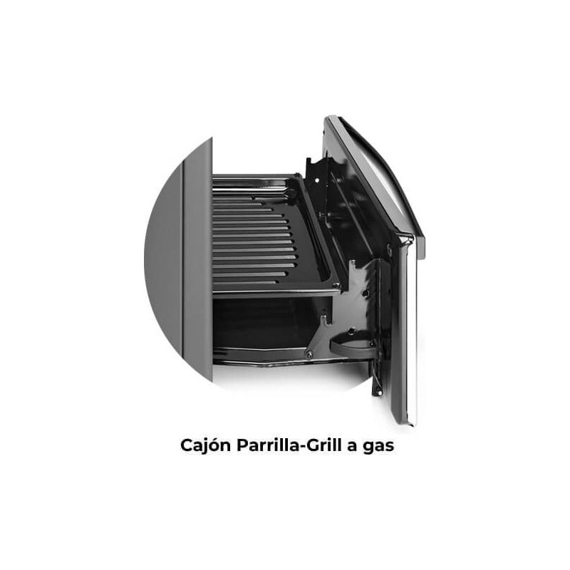 Cocina A Gas Longvie 12331x 56cm Inox Cajón Parrilla Color Acero Inoxidable