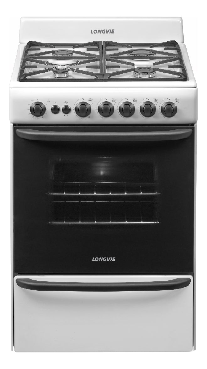 Cocina A Gas Longvie 13601bf 60cm Blanca Cajón Parrilla