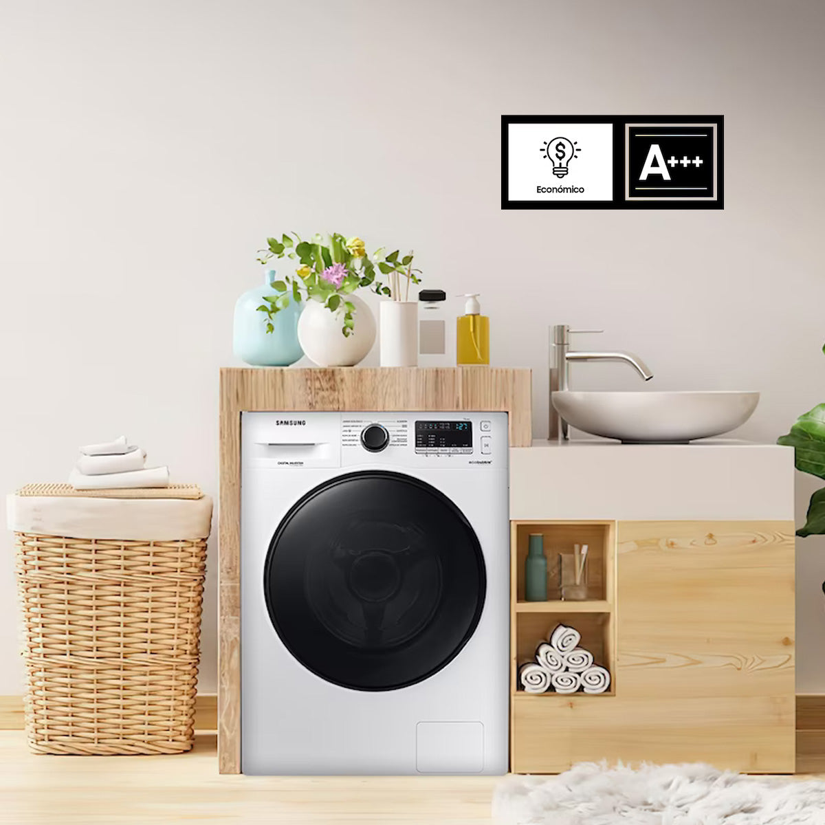 Lavarropas Samsung Inverter Ecobubble 7 Kg Blanco SAWW70AA46BW