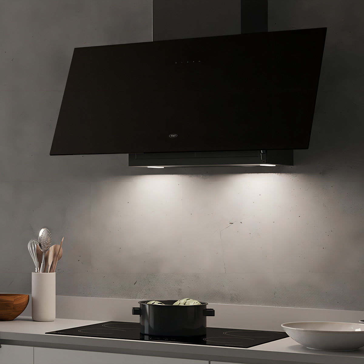Campana Extractor Cocina Tst Azara 75 Cm Cristal Cod. 340-75 Color Negro