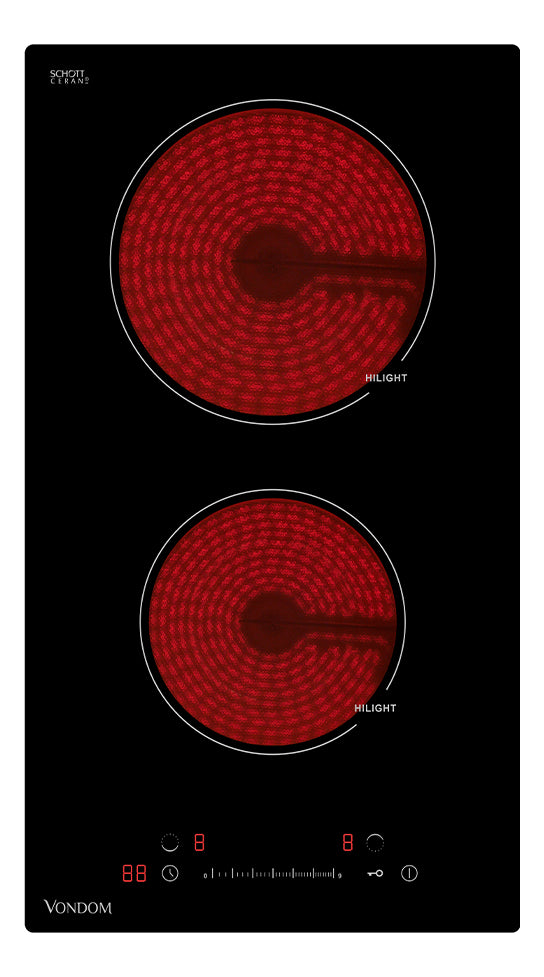 Anafe Eléctrico Vitrocerámica Empotrable Vondom - 30 Cm C2906B