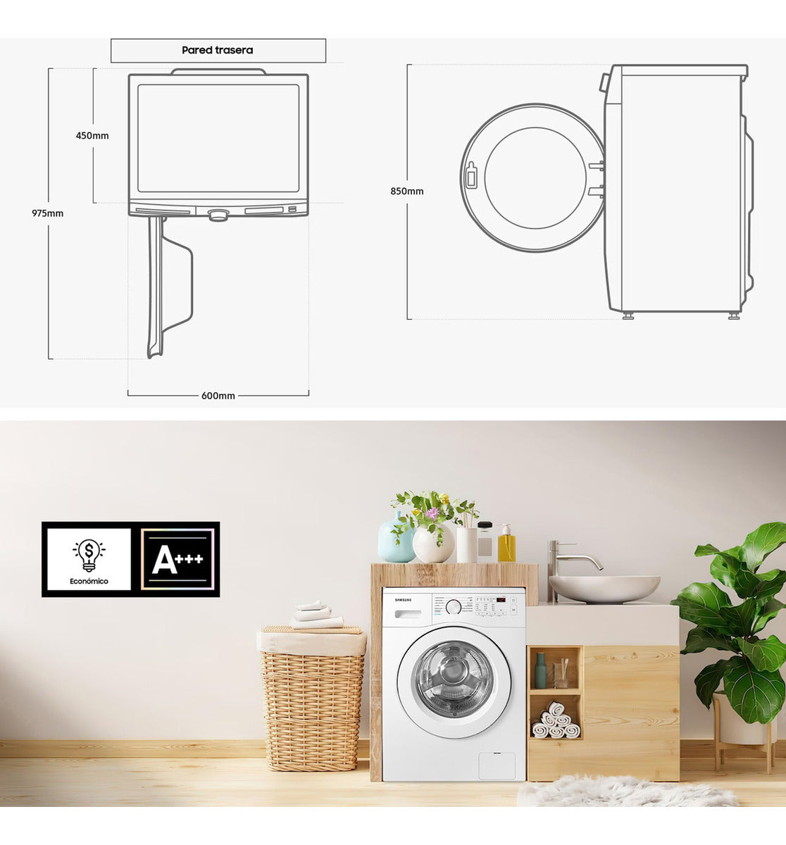 Lavarropas Samsung Automático Carga Frontal 6.5 Kg Inverter Blanco WW65A4000EEU SAWW65A4000EE