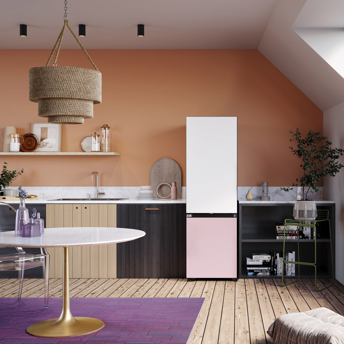 Heladera Samsung Bespoke 328lts Mixed Clean White- Glam Pink SARB33A3070WP