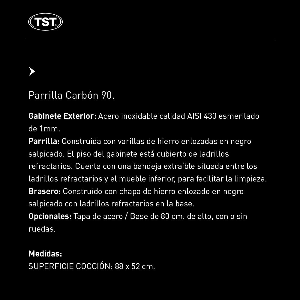 Parrilla Cook & Food A Leña 90 Cm Acero Inoxidable - Tst 462-90