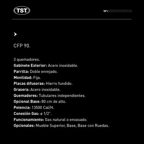 Parrilla Corbelli Tst A Gas 90cm Acero Inox 460-90