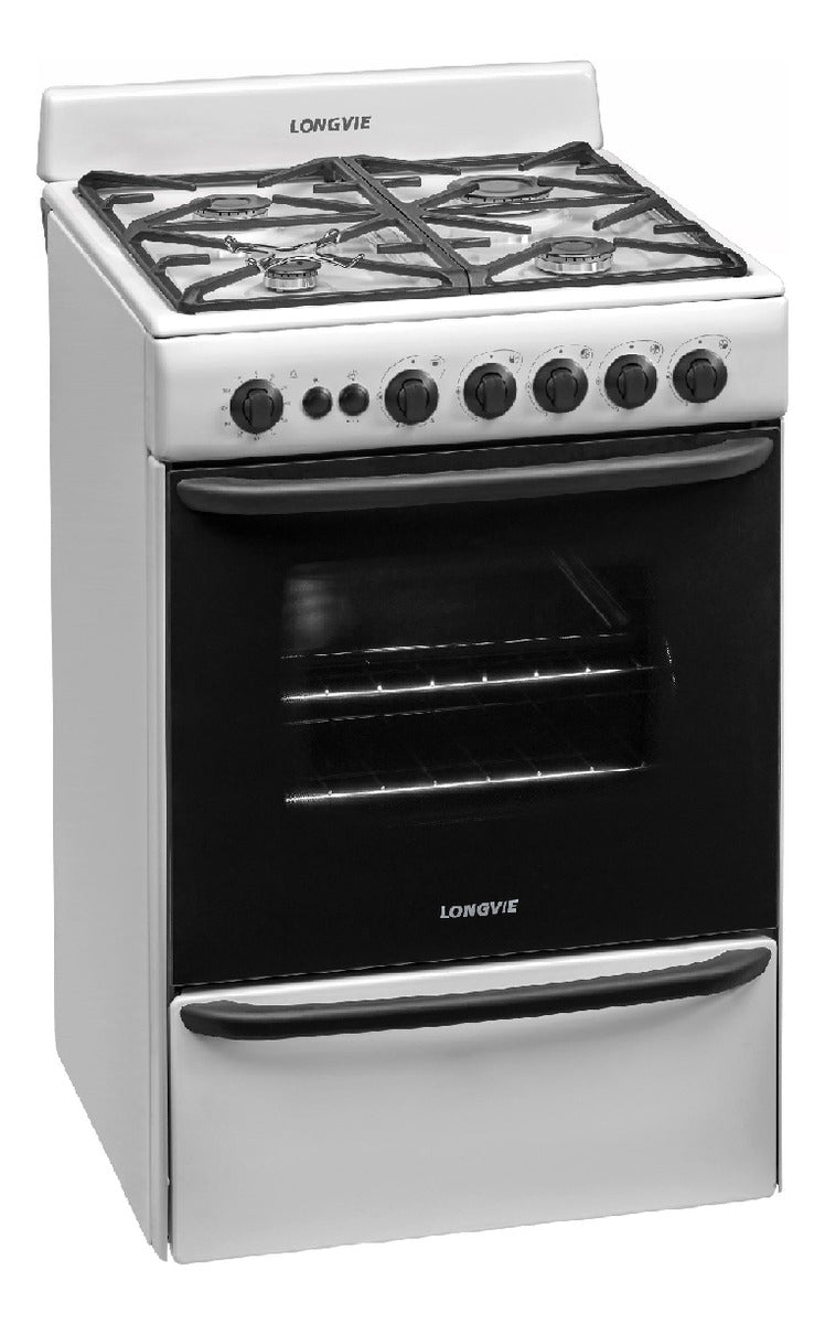 Cocina A Gas Longvie 13601bf 60cm Blanca Cajón Parrilla