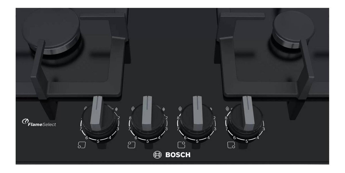 Anafe a gas Bosch PPP6A6B20 color negro 4 hornallas