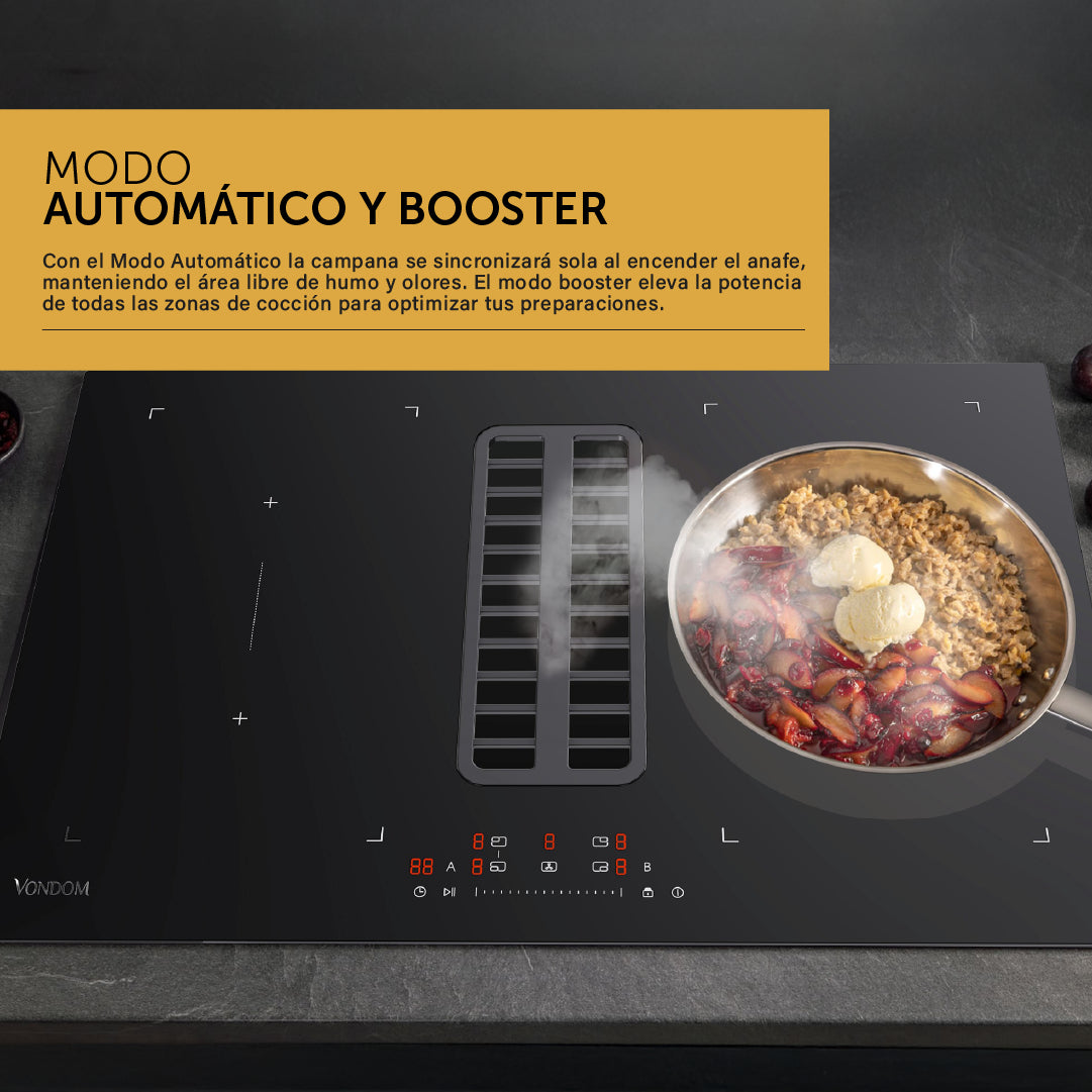 Anafe A Inducción Empotrable Vondom Con Extractor Integrado 80 Cm ANA80D