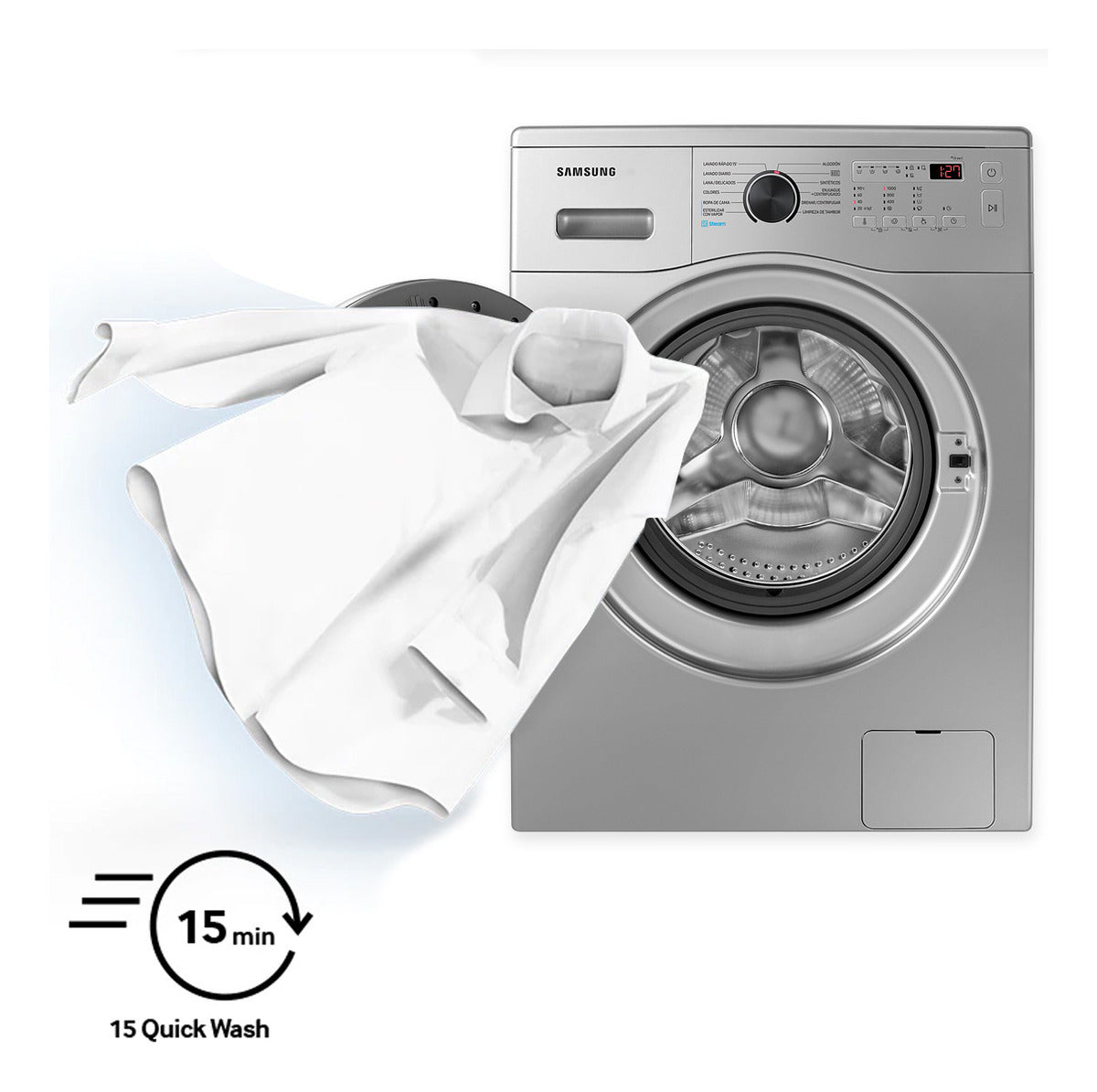 Lavarropas Automático Samsung Inverter 6.5 Kg Silver Plata