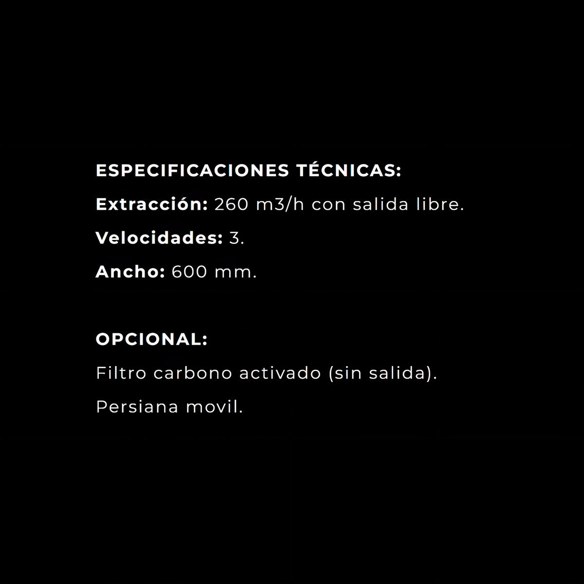 Campana Extractor Estratto A 3 Velocidades Luz Led 600 Mm. X 495 Mm. X 135 Mm 360-60