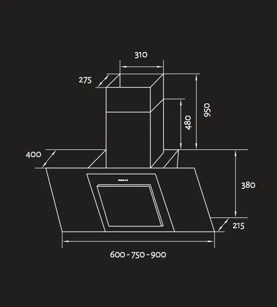 Extractor Purificador De Cocina Tst Espejo Ac. Inox. De Pared 90cm X 38cm X 21.5cm Acero Inoxidable Y Negro