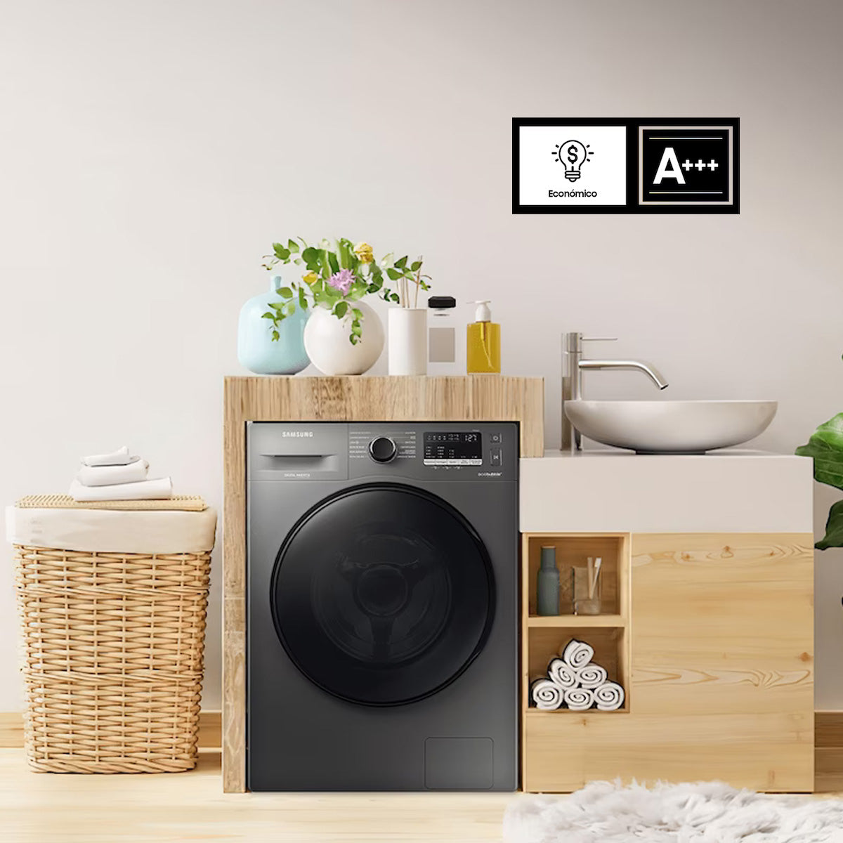 Lavarropas Samsung Ww70aa 7kg A+++ Inverter Silver Plata