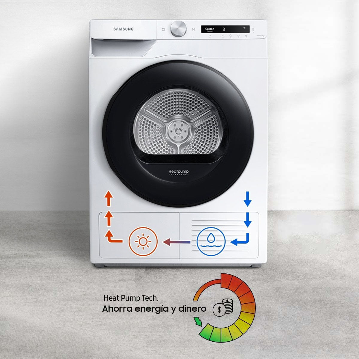 Secarropas Por Calor Samsung 9kg Inverter Blanco Sadv90t5240aw