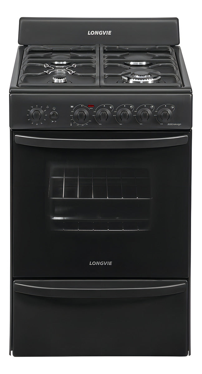 Cocina A Gas Longvie 19501g 56cm Grafito Encendido Una Mano