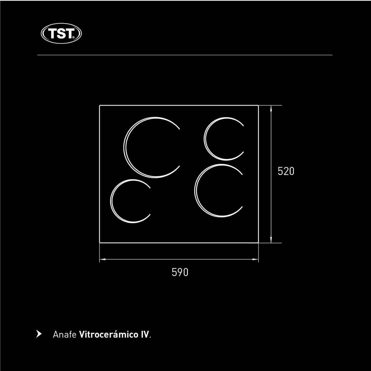 Anafe Cocina Eléctrico Tst 4 Hornallas Vitrocerámico Blanco 26-4