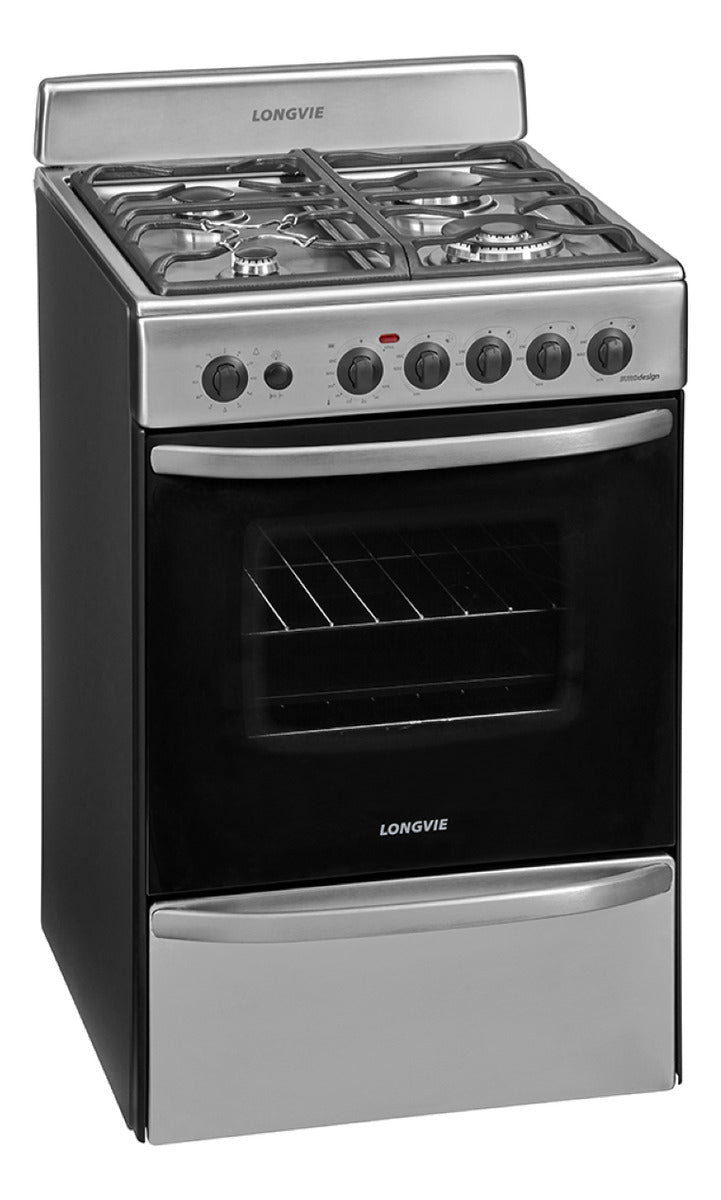 Cocina A Gas Longvie 19601x 60cm Encendido Una Mano Color Acero inoxidable