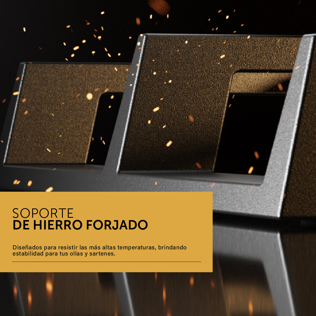 Anafe A Gas Empotrable Vondom Vidrio Templado Negro 76 Cm VAG76N5/HE