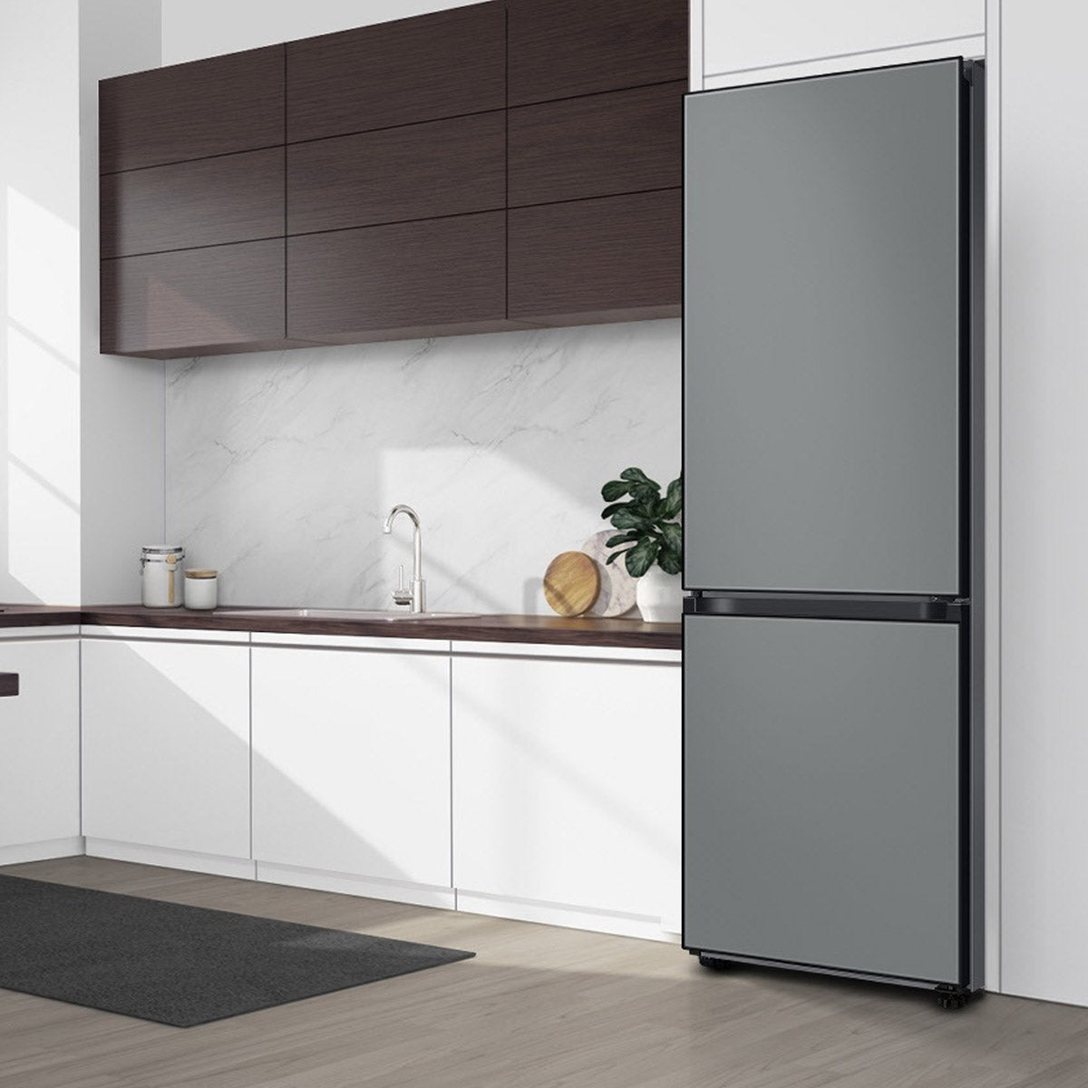 Heladera con freezer inverter Samsung Bespoke color gris 328L RB33A307031 SARB33A307031