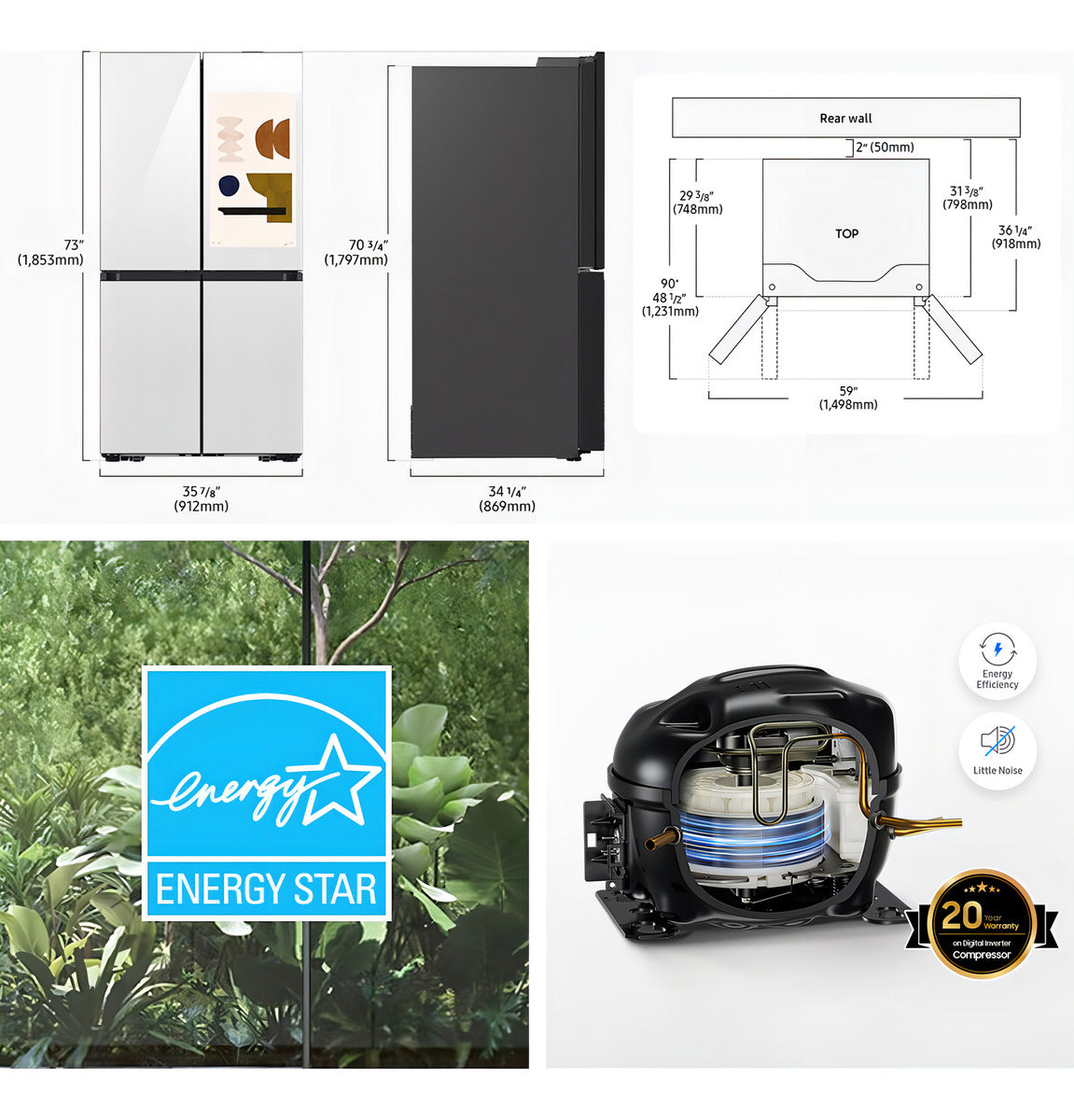 Heladera Samsung Inverter Bespoke 699l Con Pantalla Rf29db995012bg SARF29DB995012BG