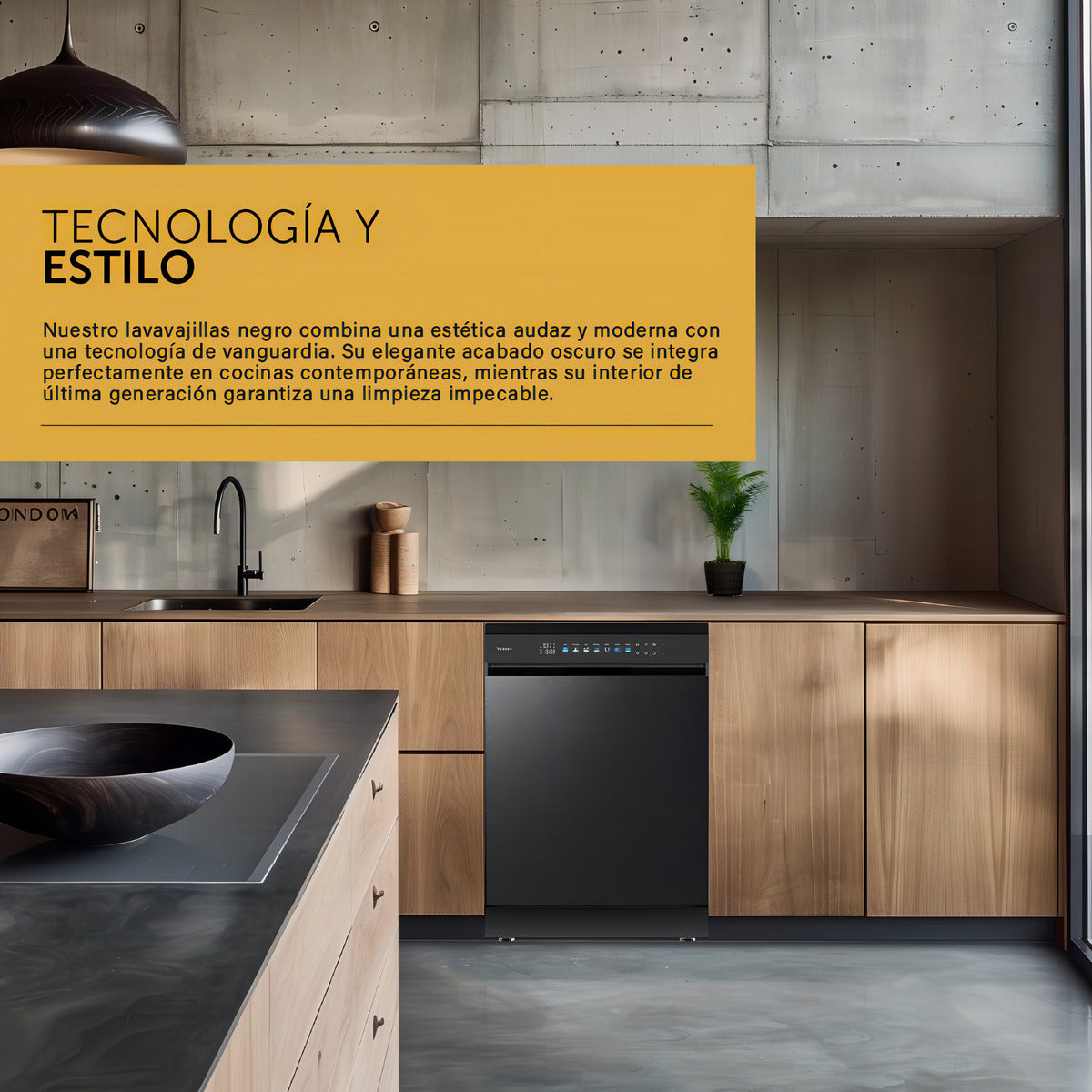 Lavavajillas Vondom Acero Inoxidable Negro - 15 Cubiertos LVJ15BLK