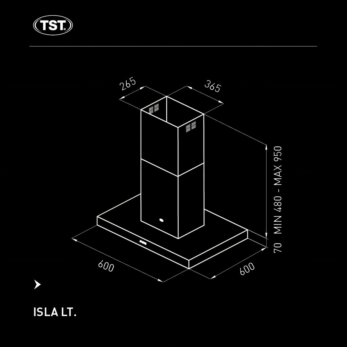 Extractor Purificador De Cocina Tst Isla Lt 60 Cm. Acero Inoxidable 235-60