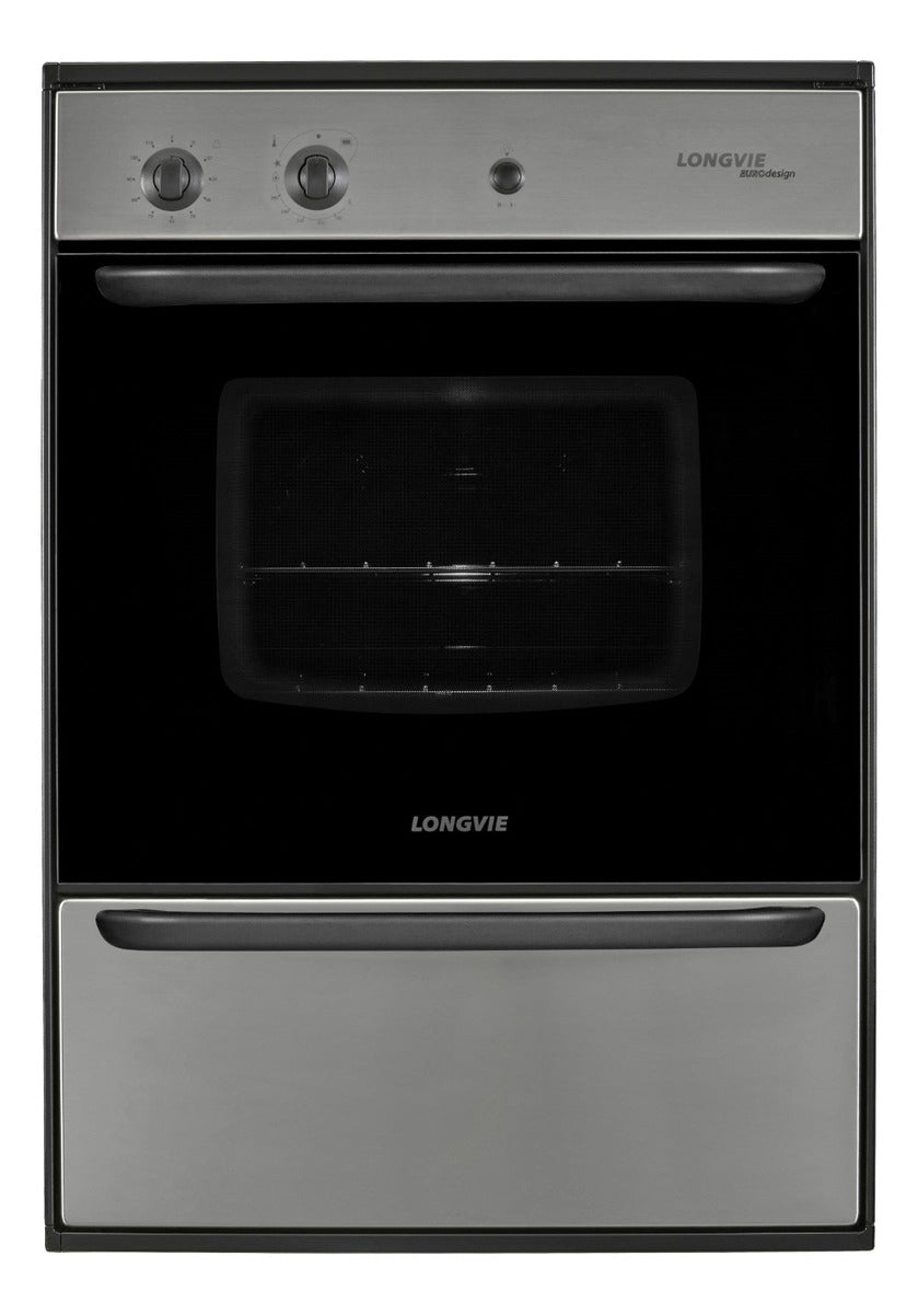 Horno A Gas Longvie H14600xf Con Cajón Parrilla De Empotrar Color Plateado