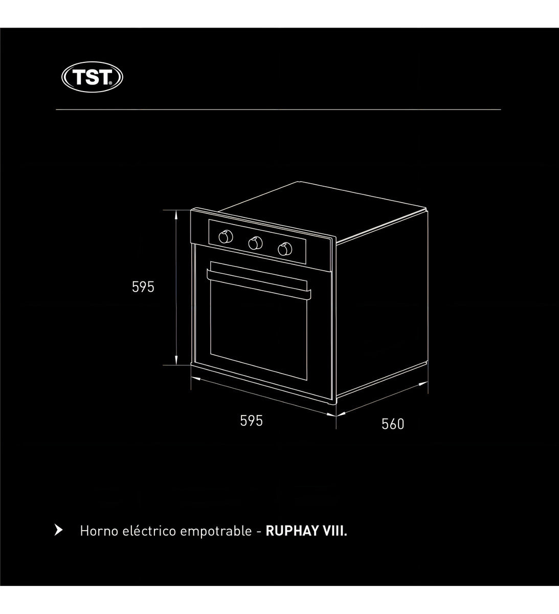Horno empotrable eléctrico TST Ruphay VIII 60L acero inoxidable 30-60