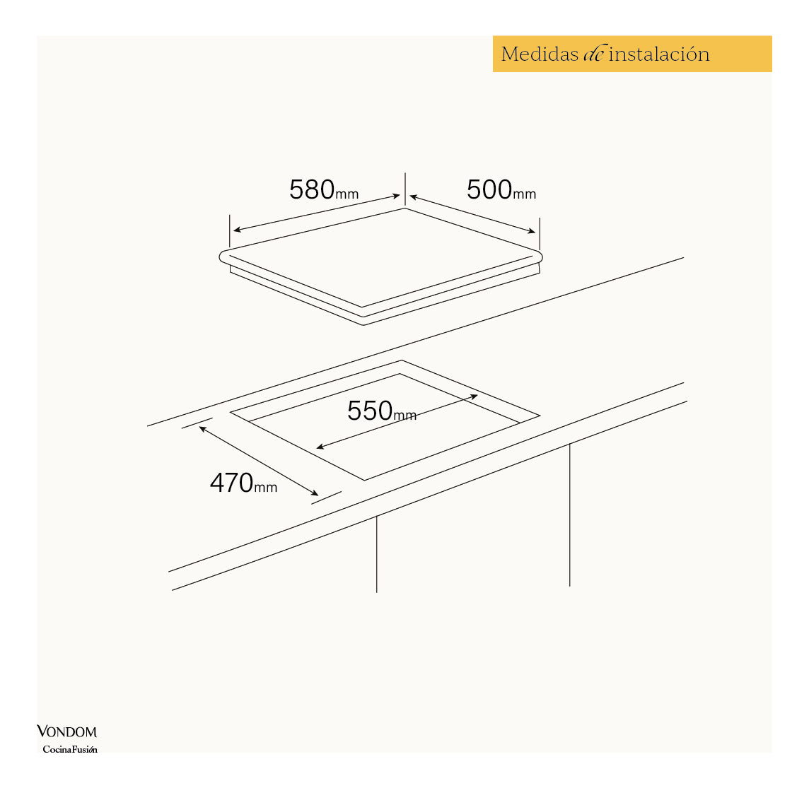 Anafe A Gas Empotrable Vondom Acero Inoxidable 60 Cm VAG60A4/EN
