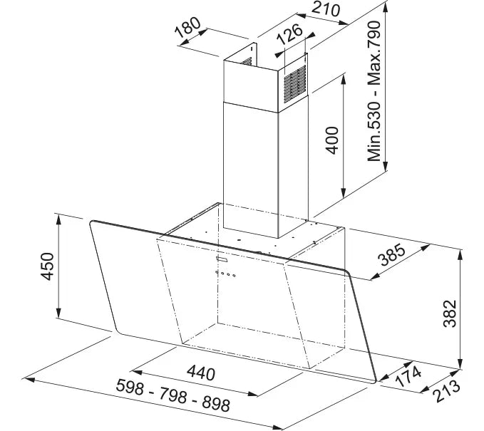 Campana Spar Franke Vertical Black 90cm 3708-667 Color Negro