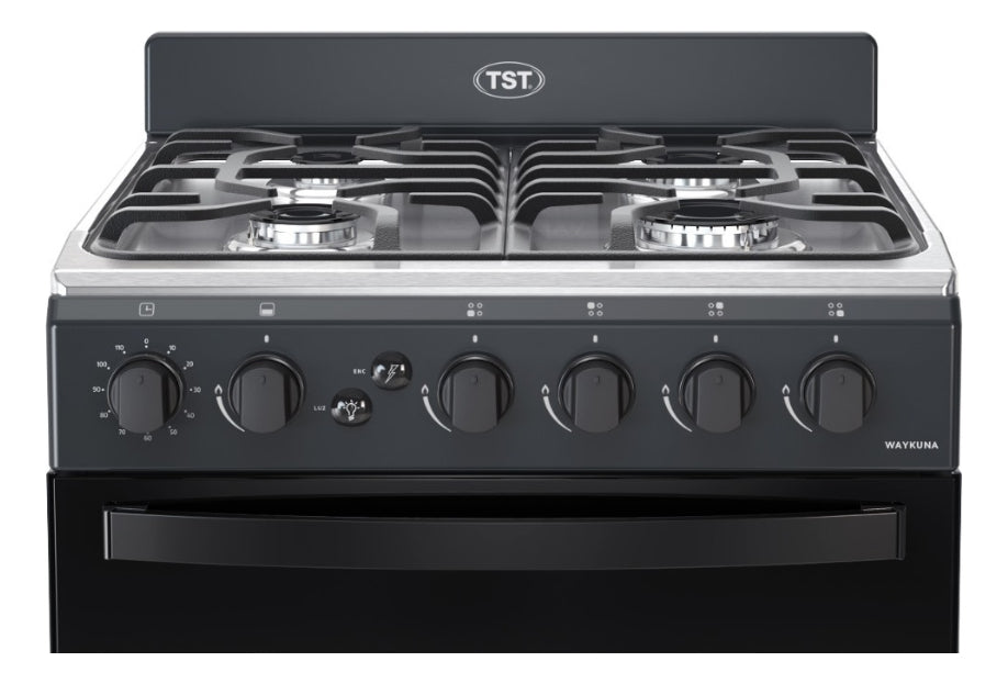 Cocina Waykuna 57cm 4 Hornallas Negro Mate TST 35-58