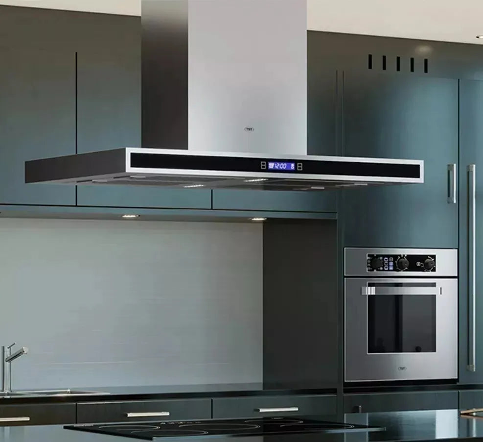 Extractor Purificador Tst Campana Isla Colhue 90cm Acero Inoxidable Y Vidrio