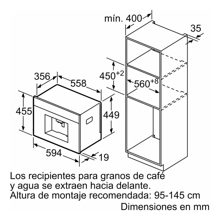 Cafetera Empotrable Bosch Serie8 Ctl636es6 Super Automática Acero
