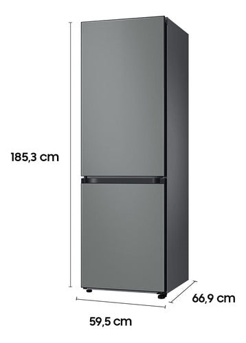 Heladera con freezer inverter Samsung Bespoke color gris 328L RB33A307031 SARB33A307031