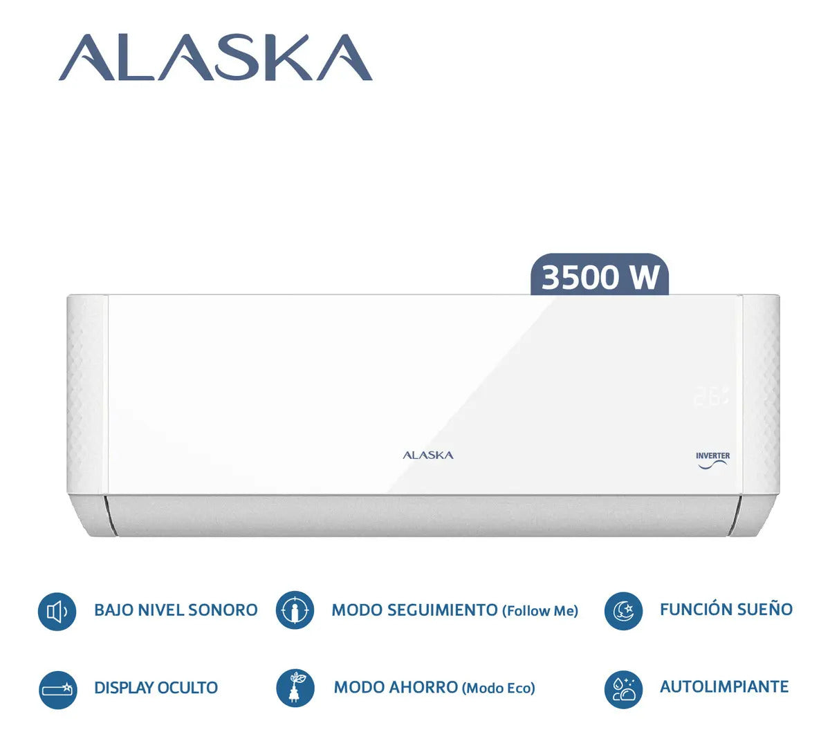 AIRE ACONDICIONADO INVERTER ALASKA ASI35WCLW 3500W 3010fg