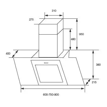 Extractor Purificador De Cocina Tst Espejo Ac Inox De Pared 600mm X 380mm X 215mm Acero Inoxidable Y Negro