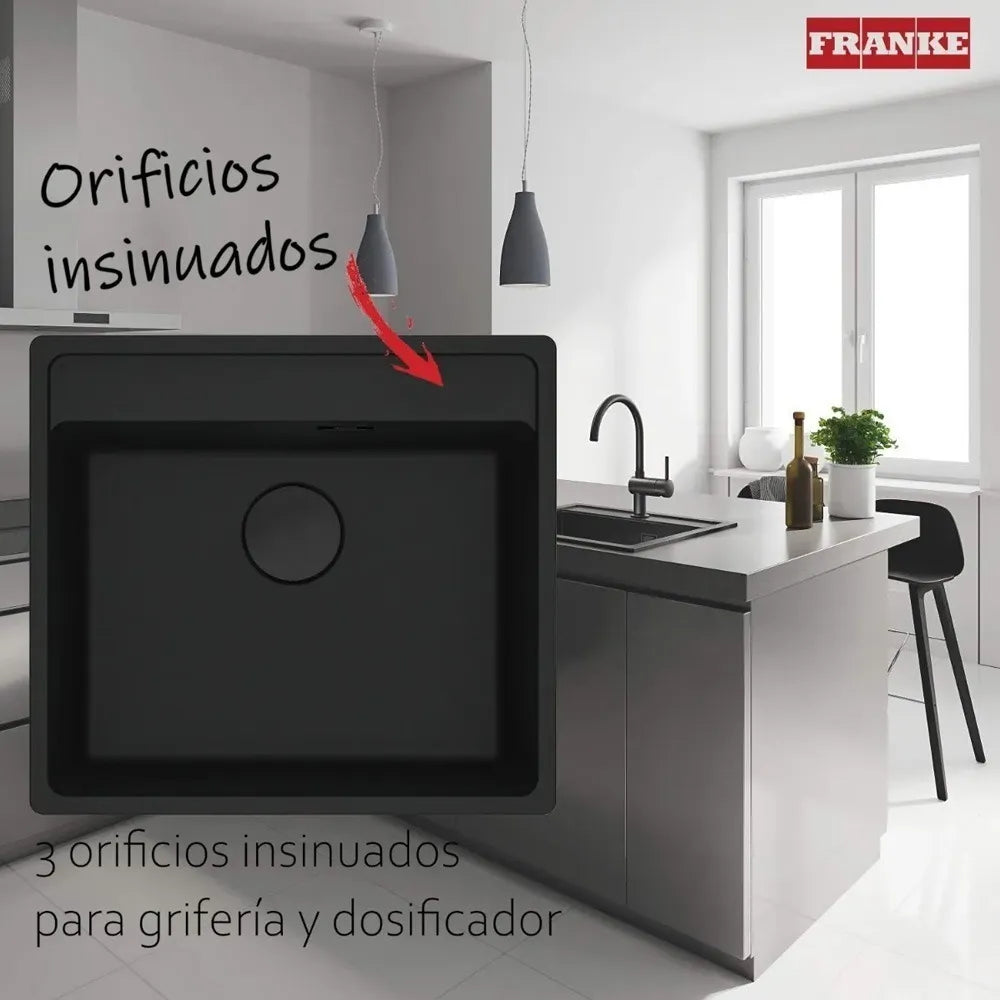 Bacha Cocina Pileta Franke Fragranite Maris Mrg 610-52 Negra