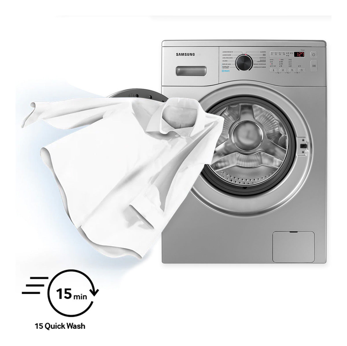 Lavarropas Samsung Ww70a40000s 7kg Inverter Frontal Silver Plata