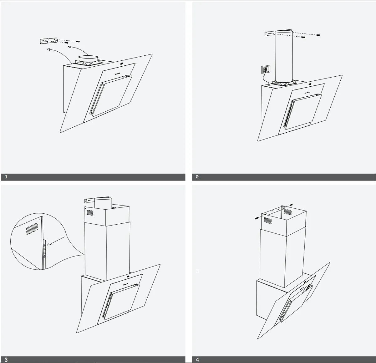 Extractor Purificador De Cocina Tst Espejo Ac. Inox. De Pared 90cm X 38cm X 21.5cm Acero Inoxidable Y Negro