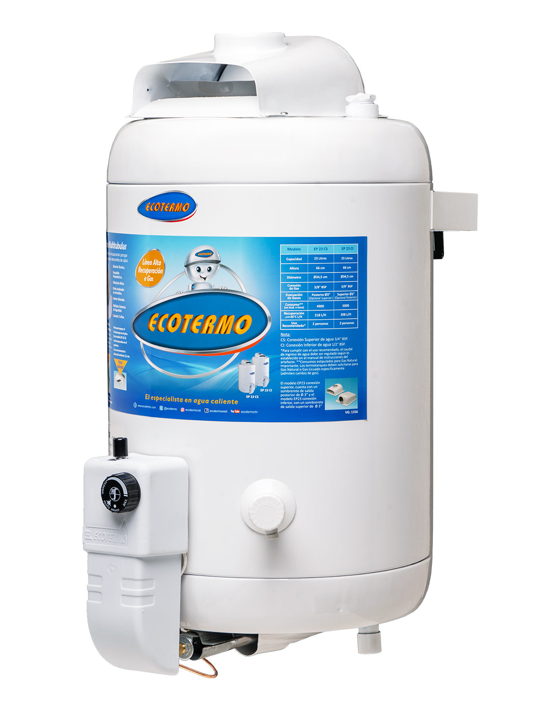 Termotanque a Gas Ecotermo EP 23 C/INF 23 Litros TECO2NI023