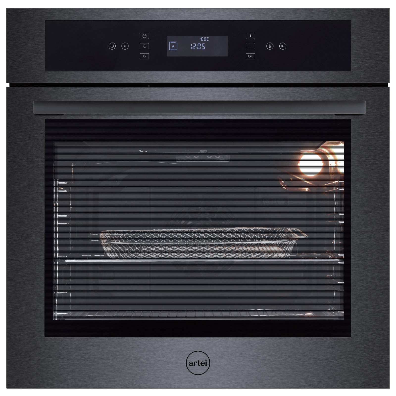 Horno Empotrable Artei "VECCHIO" 60cm Eléctrico Multifunción terminación BLACK STEEL