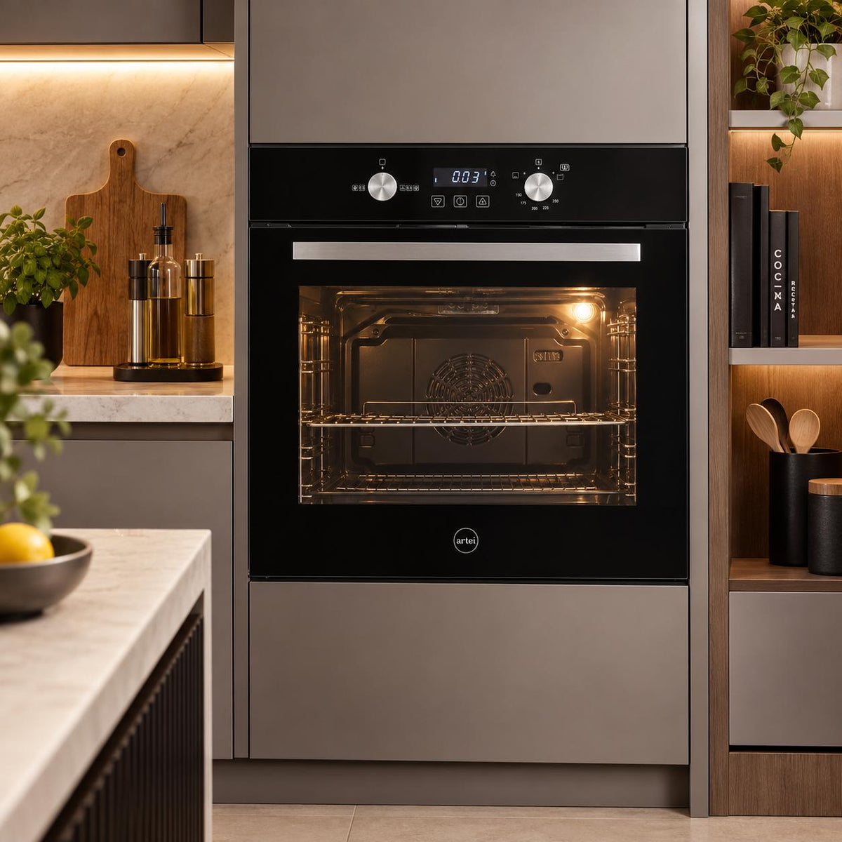 Horno a Gas Empotrable Artei Scalea 60 cm con Grill Eléctrico y Programador Digital GD0167A-0203