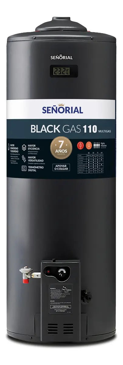 Termotanque Señorial Black 110 Litros Multigas Gas Natural GLP - 330091