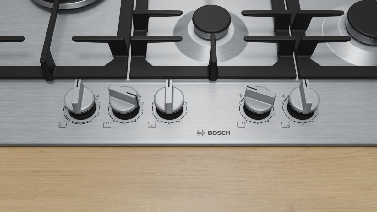 Anafe a gas Bosch 5 hornallas Serie 6 75 cm Acero PCS7A5I90