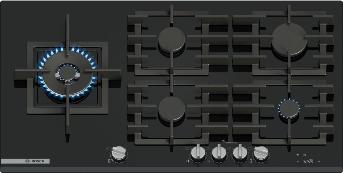 Anafe Bosch 5 Hornallas Serie 8 90 cm Vidrio templado Negro PRS9A6H40