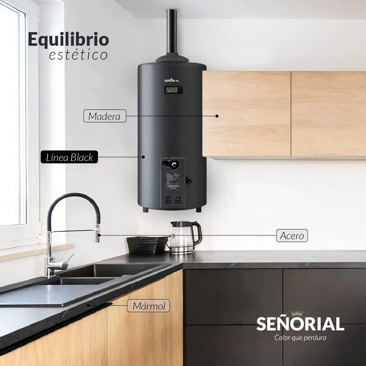 Termotanque Señorial Black 110 Litros Multigas Gas Natural GLP - 330091
