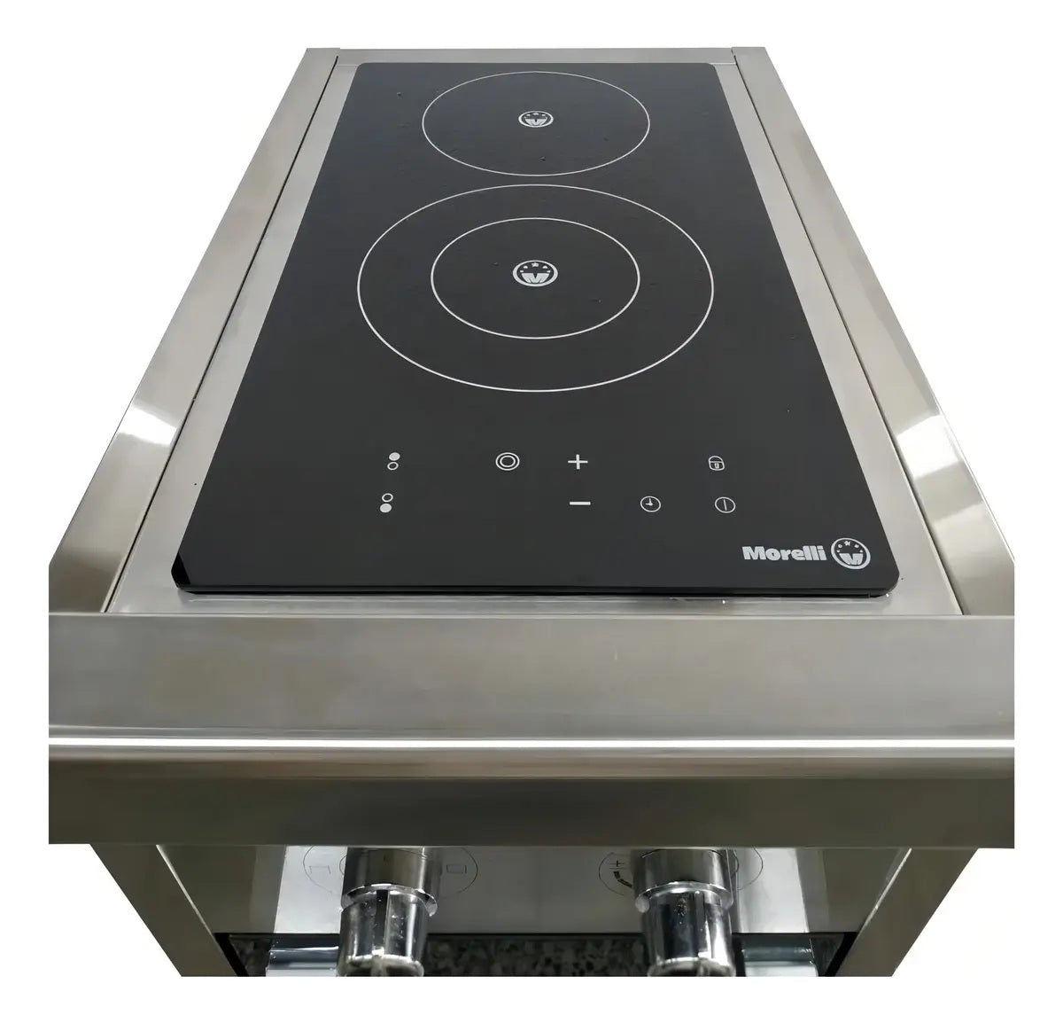 Cocina Eléctrica Morelli Nano Acero Inoxidable 2 Hornallas Vitrocerámicas 42 L