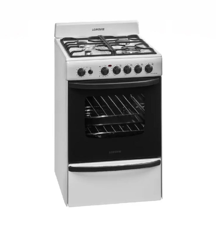 Cocina A Gas Longvie 19501B 56cm Encendido Una Mano 6 BLANCA