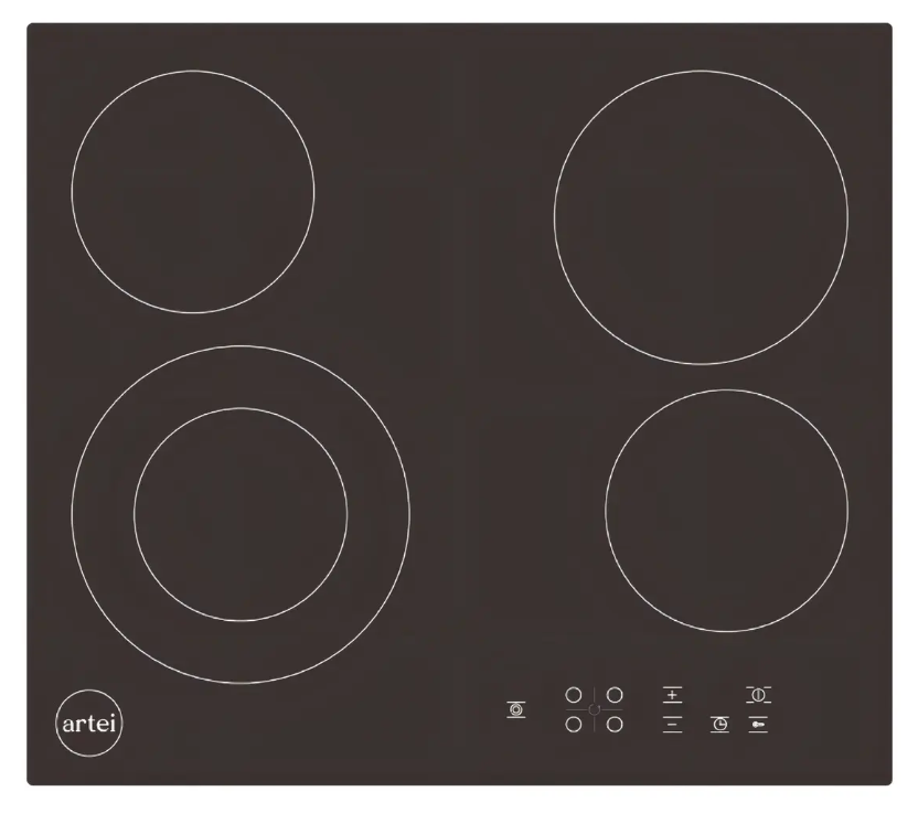 Combo Artei Niro Pirolítico Touch 67L + Anafe Vitrocerámico 4 Zonas Negro